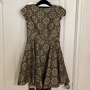 Honey Open Back Gold Fit and Flare Mini Dress